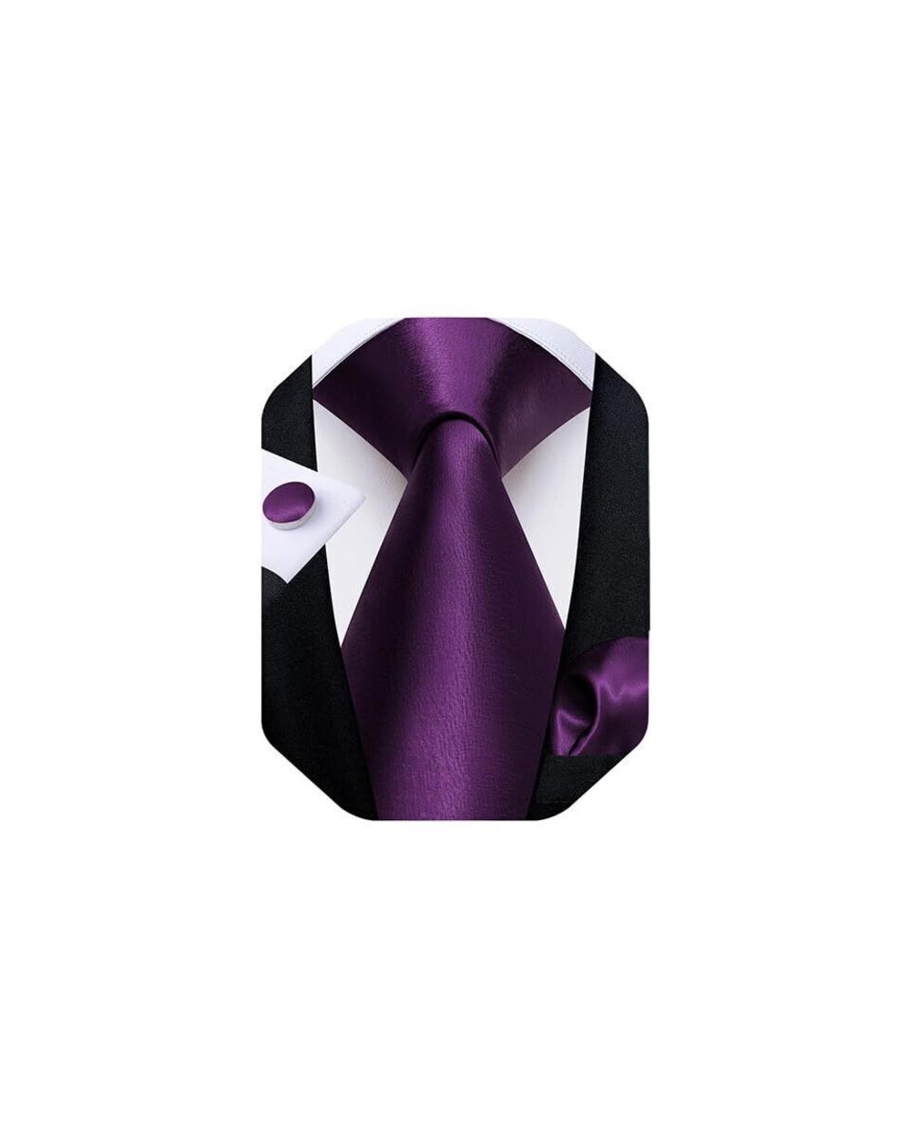8640 Solid Color Tie and Pocket Square Set Woven Silk Plain Necktie &
